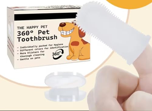 Image of Gomoly Pet Toothbrush, 360 Dog Tooth Cleaning Set, Cat Finger Cover Toot-hbrush for Cleaning Tongue Coating and Tooth Care, Pet Silicone Finger Cover Toothbrush Set of 2 with case (Clear, Large)