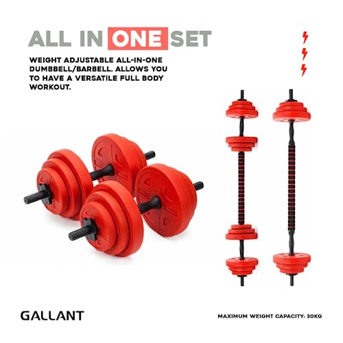 Gallant 20kg Adjustable Dumbbells Set, 2 in 1 Dumbbells and Barbell Hand Free Weights Dumbbells Set for Strength Training, Weight Lifting, Bodybuilding- Weight Sets for Men and Women Gallant 20kg Adjustable Dumbbells Set, 2 in 1 Dumbbells and Barbell Hand Free Weights Dumbbells Set for Strength Training, Weight Lifting, Bodybuilding- Weight Sets for Men and Women