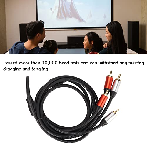 Cabo RCA, Adaptador de Subwoofer Banhado a Ouro Som HiFi Blindado Duplo 5,6 pés 2RCA Macho para 2RCA