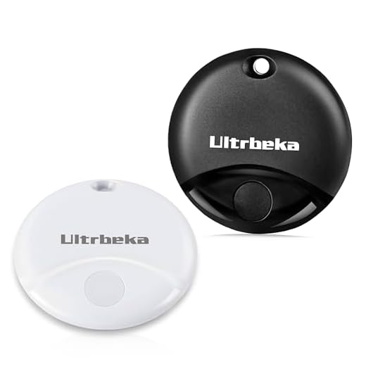 Ultrbeka Air Tag Localizzatore, Tracker Tags 2 pezzi, Compatibile con Apple Dov'è (solo iOS), Trova Oggetti e Chiavi, Bagagli, Valigie, Impermeabile IP67, Batteria Sostituibile(Non supporta Android)