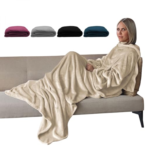 Vivezen - Couverture polaire plaid intégral avec manches et poche - Taille adulte - Plusieurs...