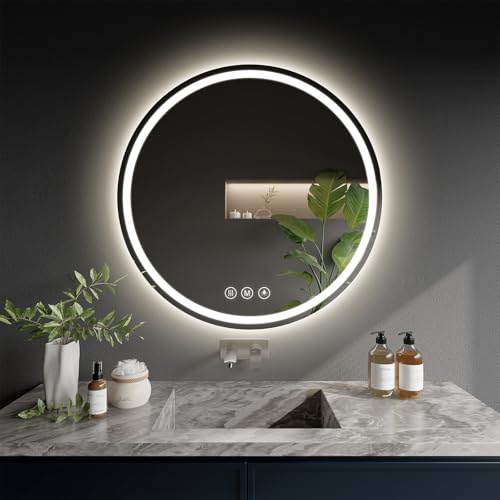 WISSMIELS LED Bathroom Mirror 20 Inch Round Bathroom Mirror with