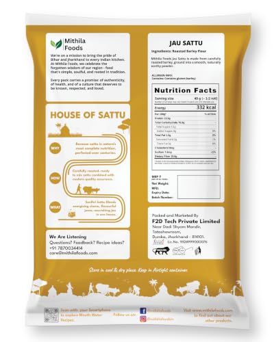 Image of MITHILA FOODS 2 Kg Jau Sattu | High-Fiber Barley Sattu | Protein-Rich Energy Drink | Low GI Superfood | Roasted & Pure | Natural & Wholesome | Authentic Traditional Flavor from Bihar (Value Pack)