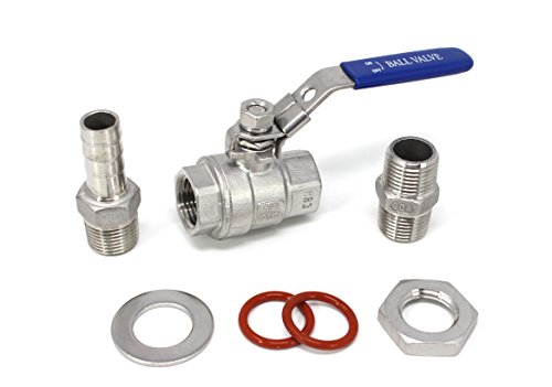 CONCORD 304 Stainless Steel Weldless Bulkhead Ball Valve Set. Great for Home Brewing - Thumbnail 5