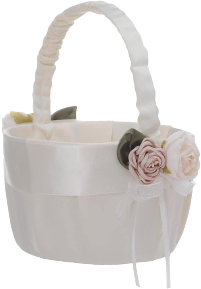 TIDTALEO Wedding Flower Girl Basket Floral Bridal Petal Storage Basket Handheld for Wedding Ceremony Party Supplies