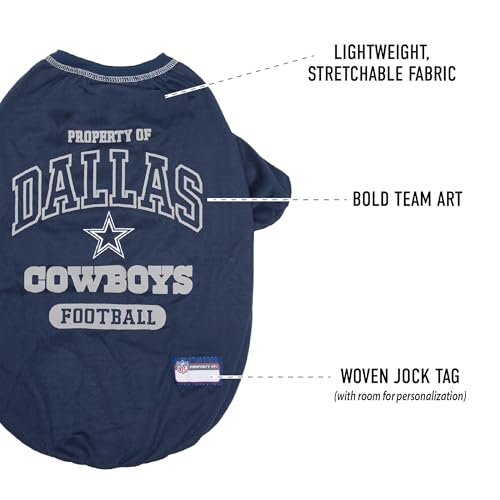 Image of NFL Dallas Cowboys Dog T-Shirt for Pets, Size X-Small. Officially Licensed Pet Shirt with Team Logo, Soft Stretchable Comfort Fit Apparel for Dogs & Cats