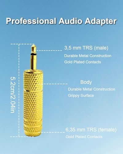 Adaptador SEYUGOPTI 3.5mm a 1/4'' Oro Pack 4 miniatura 7
