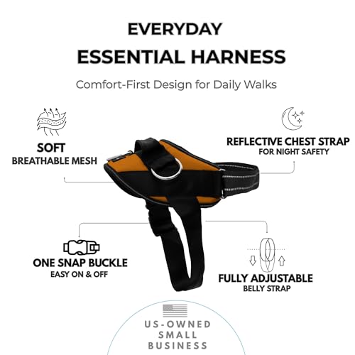 Image of ShawnCo Essential Dog Harness, No-Pull Pet Vest (Sunset Orange,XS)