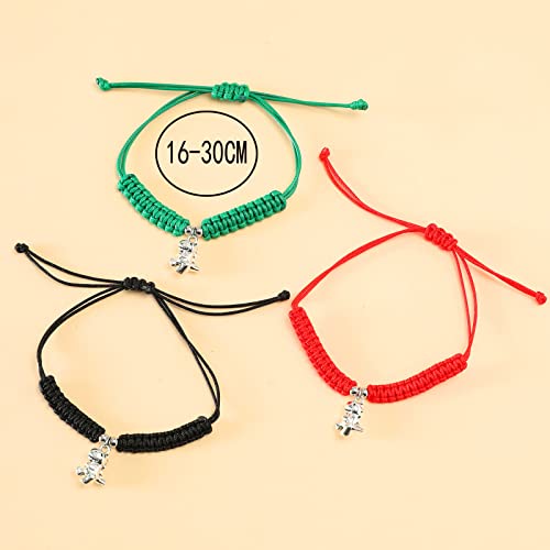 Image of HUJUON Cute Animal Dinosaur Bracelet,Handmade Braided Rope Wax Thread Tyrannosaurus Dinosaur Bracelet Promise Friendship Bracelet Gifts Card