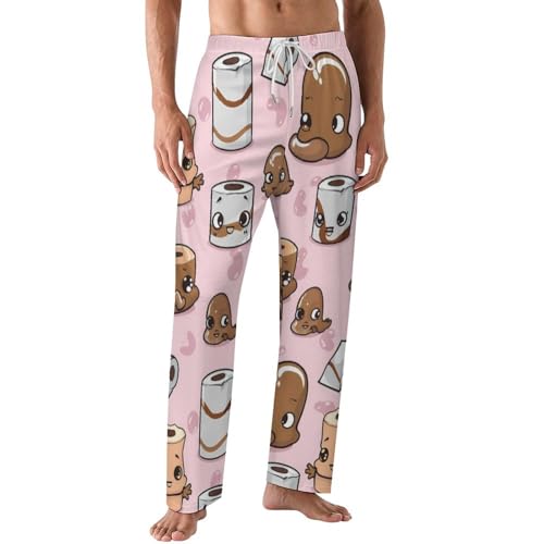 Cute Poop & Toilet Paper Men's Pajama Pants Lightweight Pjs Bottoms Sleepwear Soft Lounge Pants Sweatpants with Drawstring