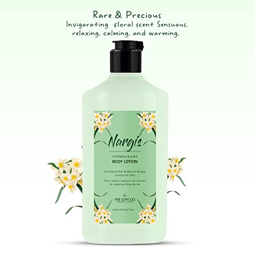 Image of THE LOVE CO. Nargis Body Lotion - Deep Hydration for Dry skin with Natural Oils & Shea Butter for Daily Skin Care - Intense Moisture Vitamin E Enriched - Pack of 2