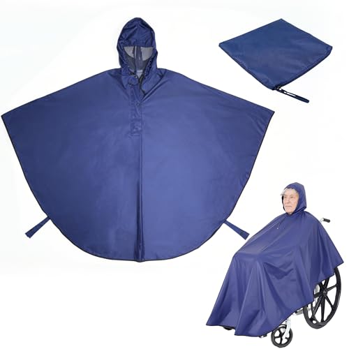 Waterproof Wheelchair Raincoat with Transparent Hood (Blue)