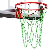 Chain Basketball Net Heavy Duty Replacement,Carbon Steel Basketball net, Anti-Rust Use Indoor Outdoor Standard 12 Loops Basketball Hoop,Green