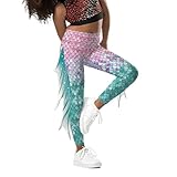 Mermaid Leggings for Girls Fish Scale Printing Yoga Pants Halloween Costume Tights Mermaid Birthday Outfit