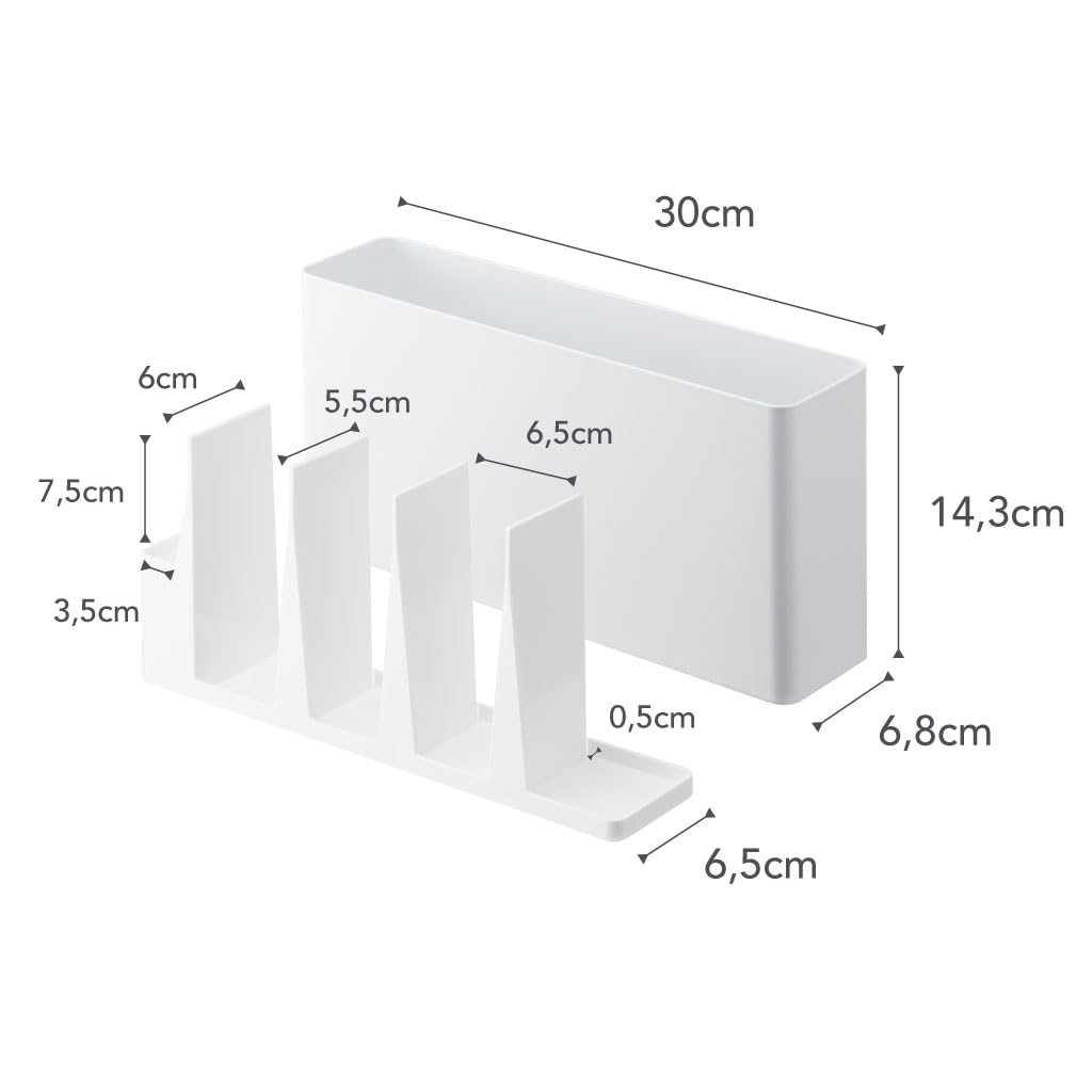Yamazaki 8146 TOWER Kitchen Tool & Cutting Board Holder, white, Steel/ABS Resin, 30 x 6.8 x 14.3 cm