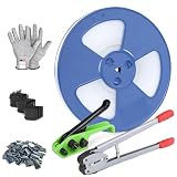 NVOYAJUAN Banding Strapping Kit with 1/2' x 3200' Polypropylene (PP) Band 100 Metal Seals 20 Plastic Edge...