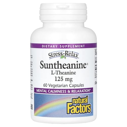 Natural Factors Stress-Relax Suntheanine L-Theanine 125 mg, Non-Drowsy Stress Support for Mental Calmness and Relaxation, 60 Capsules