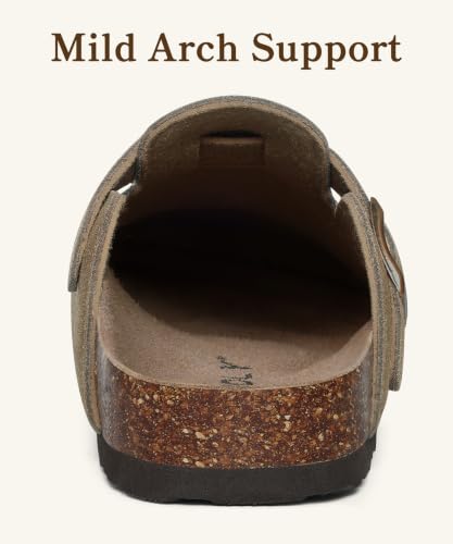 Image of ODOLY Genuine Suede Clogs for Women Men Comfort Cork Footbed Potato Shoes
