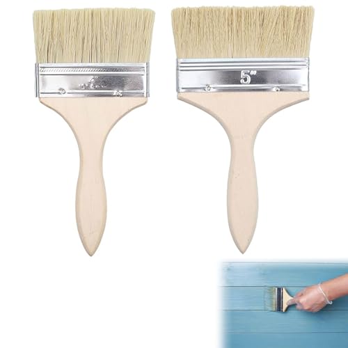 2 Pièces Pinceau en Soie Vitrifier et Vernir - Spalter Large pour Peinture Bois et Lasure, Taille 9,8 x 21 cm et 12 x 22,5 cm