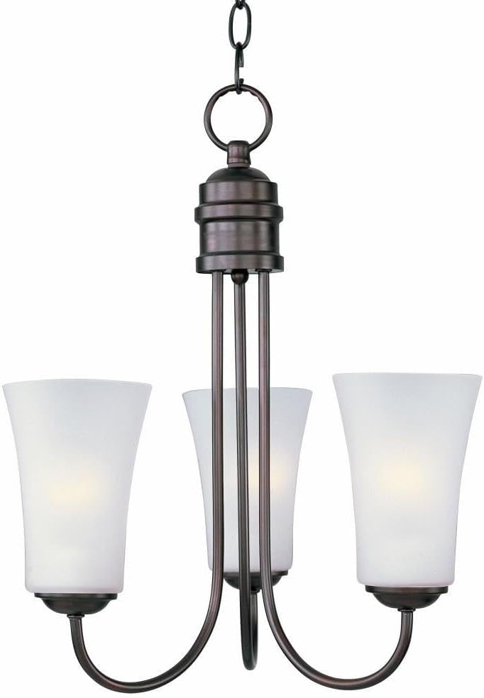 Maxim Lighting Logan 3-Light Chandelier | Oil Rubbed Bronze Finish | Frost Glass Shade | Modern Dining Room Chandelier | 10043FTOI
