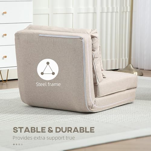 Sillón plegable beige con respaldo ajustable miniatura 7