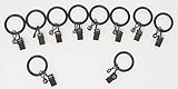 Urbanest Set of 10 1-inch Metal Curtain Rings with Clips and Eyelets, Fits Up To 3/4 inch Rod (Bronze)