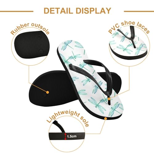 Burbuja Teal Dragonflies Flip Flops for Women Men, Soft Thong Sandals Rubber Slippers for Pool Beach Essentials3