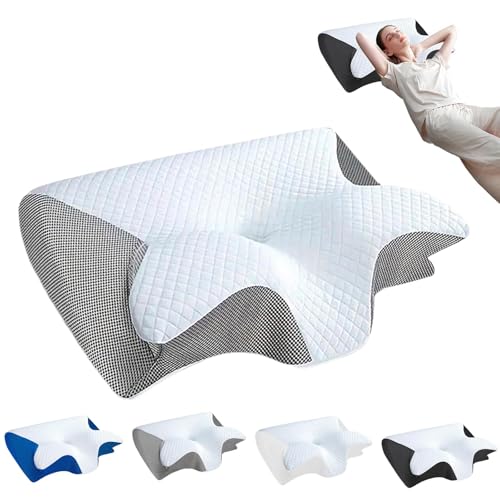 Almohada ortopédica de espuma viscoelástica, alivio del dolor de cuello 2 en 1 para dormir de lado, espalda y estómago, apoyo cervical con rebote lento