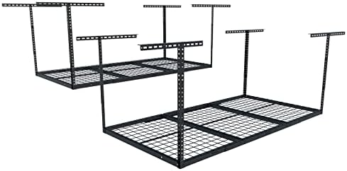 FLEXIMOUNTS 2-pack 3x6 Heavy Duty Overhead Garage Adjustable Ceiling Storage Rack, 72" Length x 36" Width x 40" Height (2-Rack-Package Black)