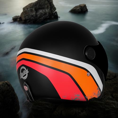 Image of Steelbird SBH-54 Retro Rustic ISI Certified Open Face Helmet for Women and Men Motorbike Helmet