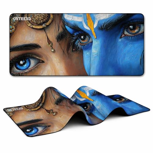 ON TREND Extended Gaming Mouse Pad, Large Desk Mat with Non-Slip Rubber Base, Smooth Control Surface, 23 x 11 Inch (Radha Krishna1)