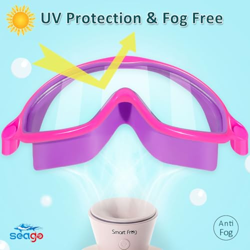Image of Seago Swim Goggles 2 Pack Anti-Fog Anti-UV Wide View Swimming Goggles for Kids 3-14