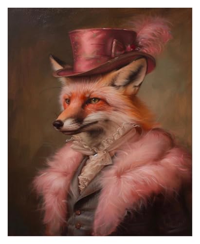 PTHEN Impression sur Toile Peinture Affiches De Portrait d'animaux Vintage Habillés en Tenue Noble, Impression sur Toile, Tableau d'art Mural pour Décoration De Salon Et De Maison(P,30x42cm)