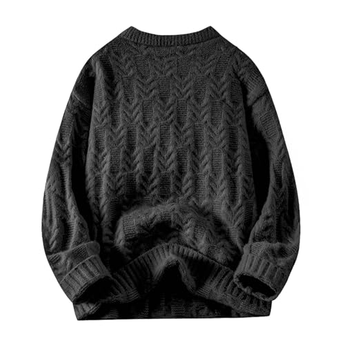 Mens Round Neck Ribbed Neckline Sweater Thick Warm Fashion Trend Crisp Shape Thin Fabric Comfortable