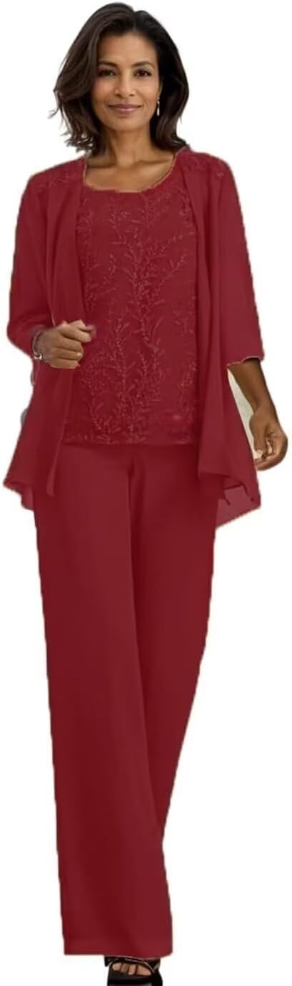 Mother of The Bride Pant Suits Chiffon Outfit Dressy Women's Jumpsuit Wedding Groom Dresses