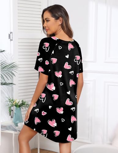 Image of Ekouaer Sleep Shirts for Women Short Sleeve Night Shirts for Sleeping Pullover Nightgown Soft Nightdress S-XXXL
