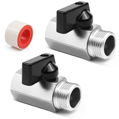 2 Robinets à Bille en Laiton 1/2 Pouce - Mini Robinet à Bille, Robinet d'Arrêt, Vannes à Bille à Filetage Intérieur, Interrupteur à Bille Dn15 pour Cuisine, Salle...