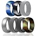 ROQ Silicone Wedding Ring for Men Affordable Silicone Rubber Band, 7 Pack - Camo, Metal Look Silver, Black, Grey, Arctic Camo, Black Camo, Light Grey - Size 12