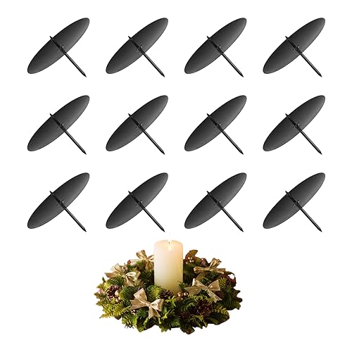 LongZYU 12 portacandele da 6 cm per corona dell'Avvento, colore nero, portacandele in metallo, per il fai da te, per l'Avvento, Natale, decorazione da tavolo