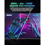 27 inch Gaming Monitor, 1440P Curved Monitor, 180Hz, 144Hz, 2K, 1500R, 1ms, FreeSync/G-Sync Compatible, DisplayPort/HDMI/USB, Ultrawide PC Vesa/Wall Mount Computer Monitor, H27S17 - Image 2