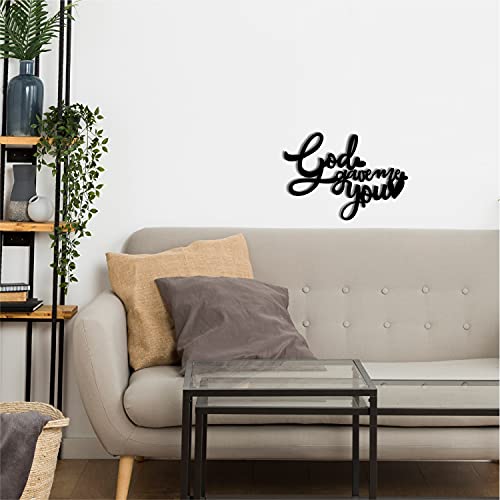Image of eCraftIndia God Gave Me You Wooden Wall Decor for Living Room Bedroom| Home Wall Decor Items| Wall Art for Home Decor Valentine Gift for Girlfriend Boyfriend Husband Wife Her Him| Valentine Decoration