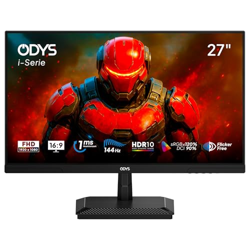 ODYS i27-F-144 27 Zoll Full HD IPS Gaming Monitor, 144 Hz