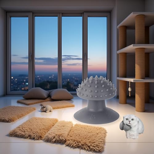 Image of Grey Cat Corner Self Groomer - Remove Loose Fur, Removable Design for Cleaning, Massage Combs for Short and Long Fur, Grooming Brushes for Cats and Kittens