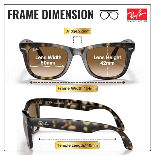Image of Ray-Ban RB4105 WAYFARER FOLDING CLASSIC Square Shape Sunglasses for Men with Official Eyewear Kit