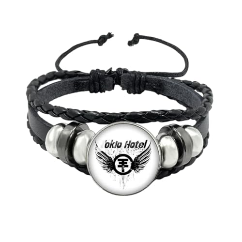 New 2026 Retro Rock Band Tokio Hotel Bill Kaulitz Black Rope Button Glass Bracelet Jewelry Charm Fans Fashion Accessories Creative Gift