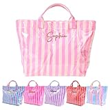 Personalized Waterproof jelly Beach Bag with Name, Custom Embroidered Bridesmaid PVC Tote for Bridesmaid, Multi-Purpose Travel Shopping Pool Bag Gift for Beach Vacation Favor/Wedding/Birthday/Party