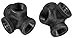 LDR Pipe Décor Industrial Steel Grey ½ Inch Side Outlet Tee 4-Way Fitting (2-Pack)