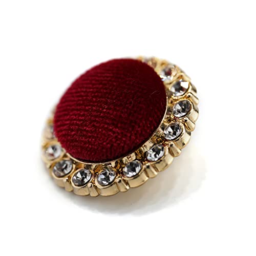 Craftisum 20 Pcs Rhinestone Surrounded Red Velvet Metal Shank Buttons For Coats -25Mm -1" #TOP3
