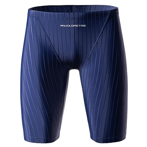 Image of MY KILOMETRE Men's Swimsuit Jammer Solid Swim Jammers Endurance Long Racing Training Swimsuit