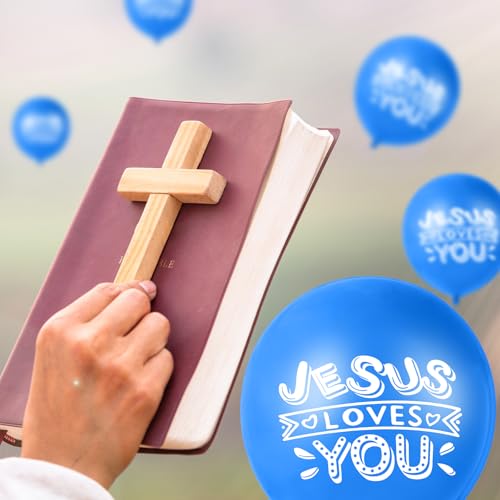 Image of Gejoy Jesus Loves You Balloon 12 Inch Latex Christian Religious Jesus Balloon Party Decor for He Is Risen Party Decor Favor Cross Church Event Birthday Sunday Supplies(Dark Blue,60 Pcs)